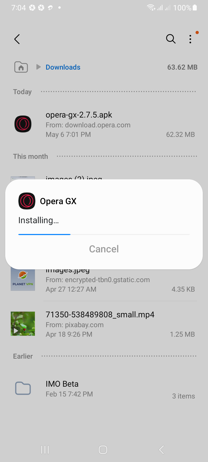 Opera GX for Android Installing Step 6